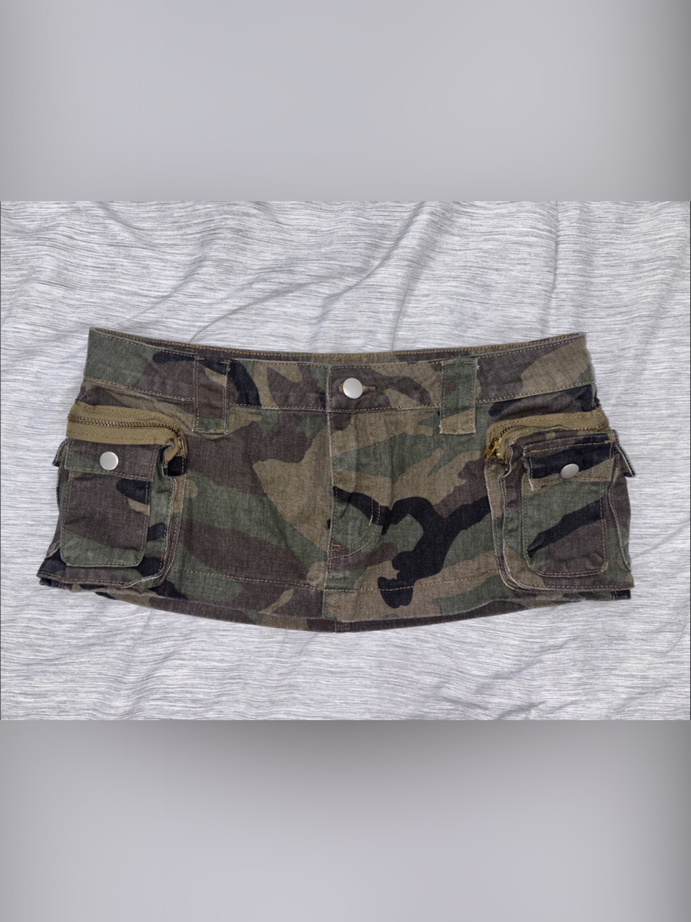 Camo Utility Mini Skirt - Green & Brown Print